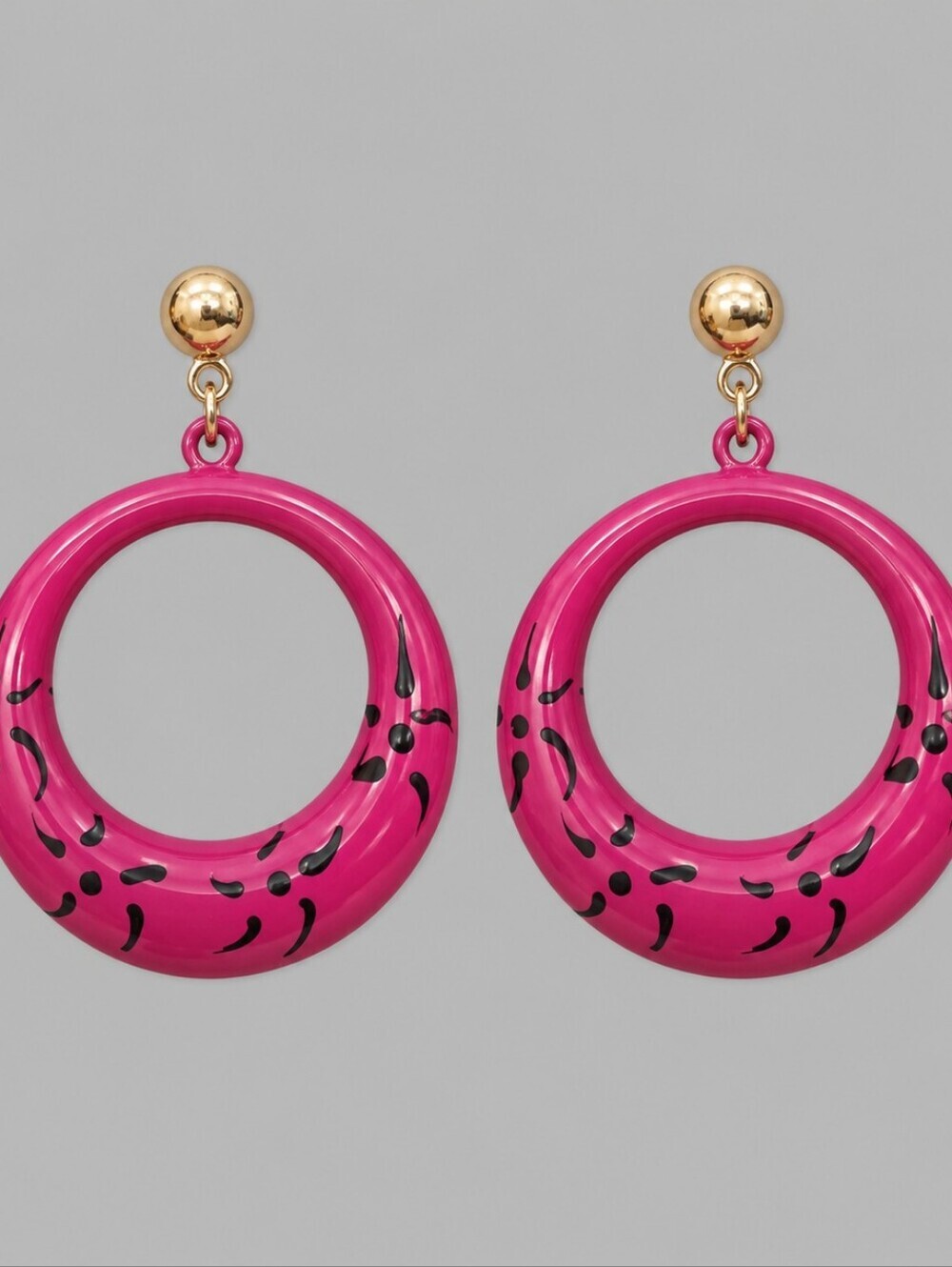 3/$30 VTG REGALIA Metal Fuscia Enamel Flamenco Dangle Earrings